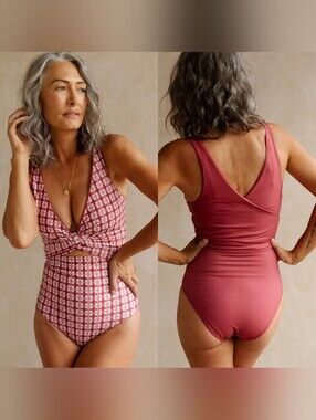 Baiia Brigitte Reversible Bikini Bottoms And Reversible Bikini Wrap Top US 10